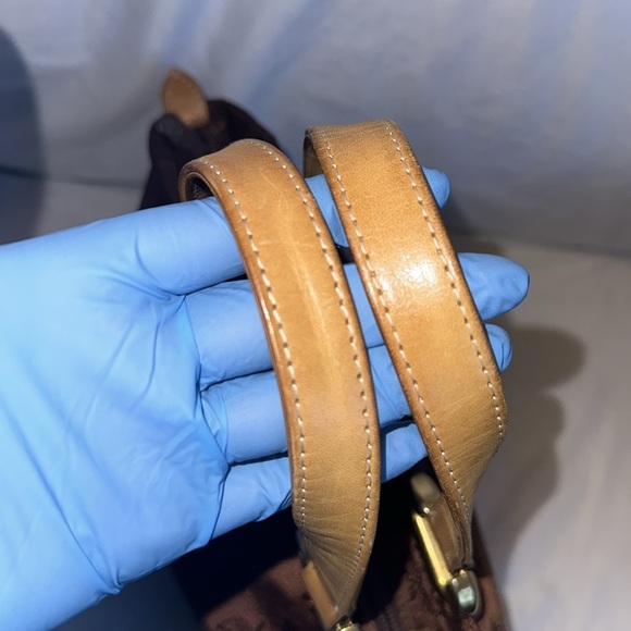 MCM Mini Visetos Nylon x leather Brown Monogram tote Hand Bag - Picture 4 of 11